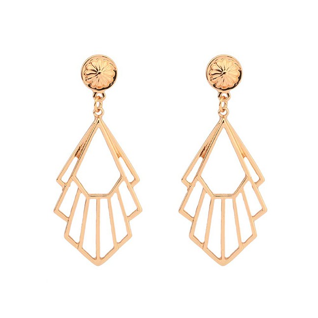 LRC Anting Tusuk Fashion Gold Hollow Metal Alloy Earrings F69806