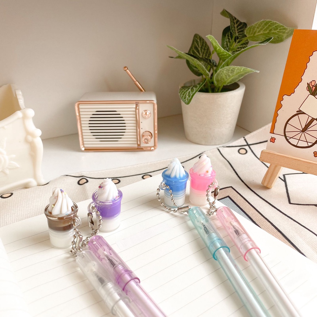 Jual PEN GEL KARAKTER ES KRIM SUNDAE MIRIP PULPEN BOBA BUBBLE BOLPEN