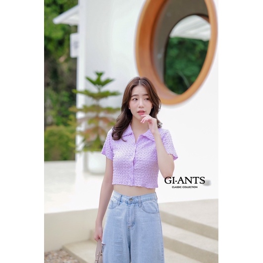 ATASAN GIANTS BASIC MODEL CROP KERAH KANCING AKTIF/BAJU CROP BANGKOK(BJGB322)