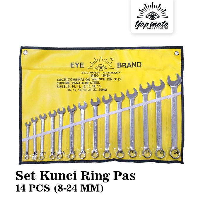 TJAP MATA / CAP MATA Kunci Ring Pas Set 14 Pcs ( 8 - 24 MM)