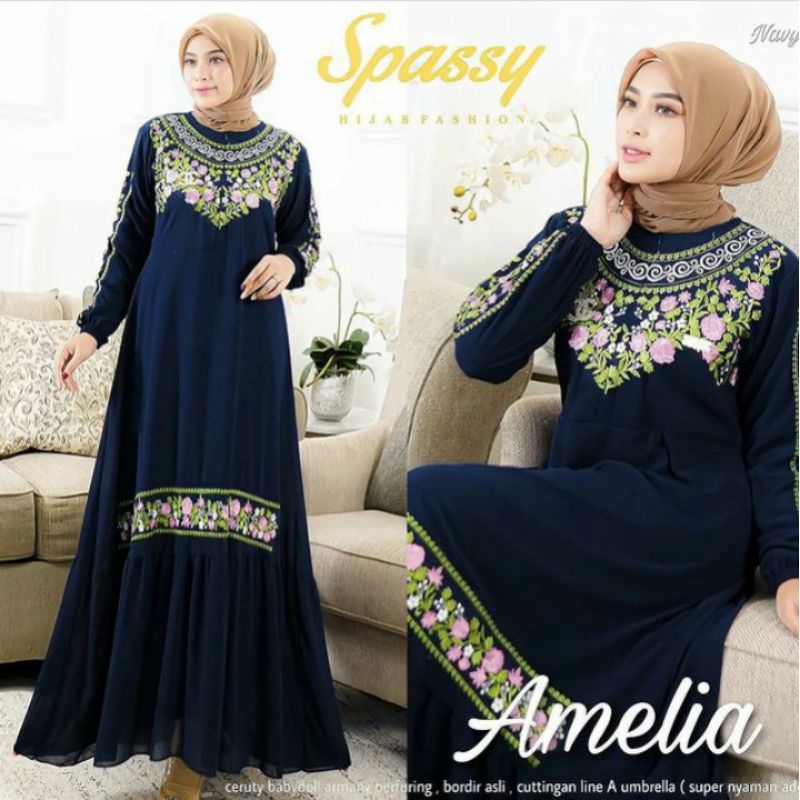 (COD) GAMIS DRES AMELIA CERUTY BABYDOL FULL PURING+BORDIR RESLETING DEPAN BUSUI FASHION TERKINI FASHION LEBARAN FASHION WANITA BAJU MUSLIM WANITA IMPORT DRES MUSLIM IMPORT DRES NIKAHAN DRES LAMARAN BAJU LAMARAN PAKAIAN LAMARAN PAKAIAN TERBARU OUFIT MUSLIM