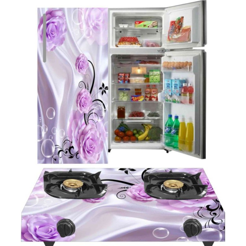 stiker kulkas satu pintu dan kompor gas yang dua tungku