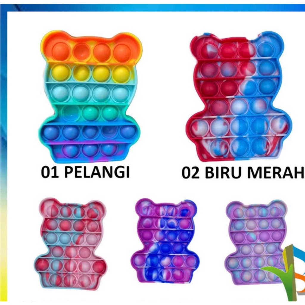 [Buy 1 Get 3] Mainan Pop It Rainbow Free Bebek Helm dan Emoji Dashbord