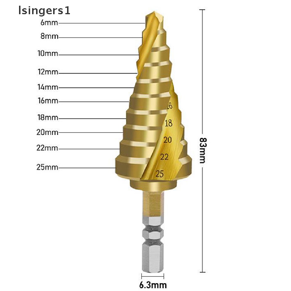 (lsingers1) Mata Bor Pagoda Hex 6-25mm Lapis Titanium Untuk Melubangi Kayu