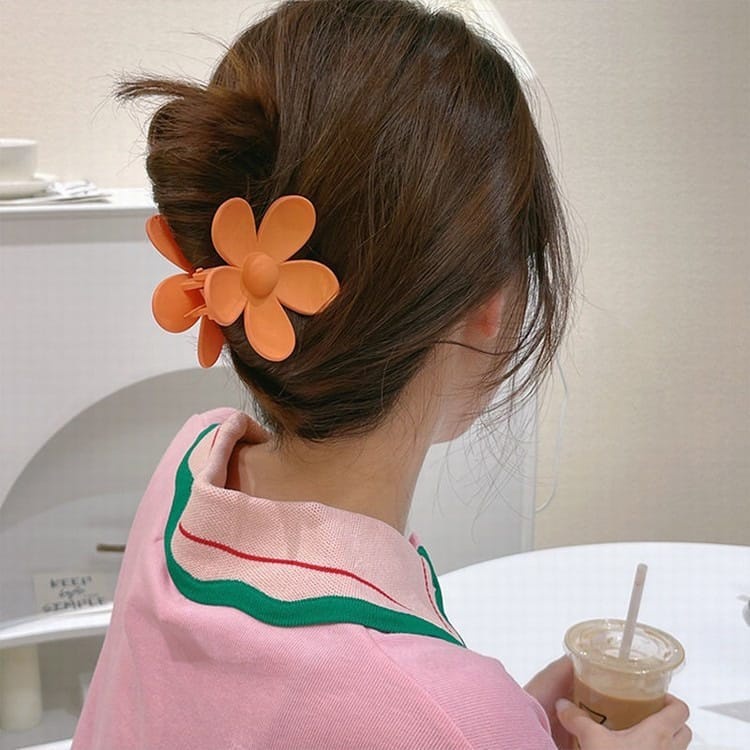 JEDAI DOFF JUMBO 7.5cm - Jepit Rambut Matte Cakar 4 Motif Bunga DAISY - Jepit Ponytail Hair Claw Clips