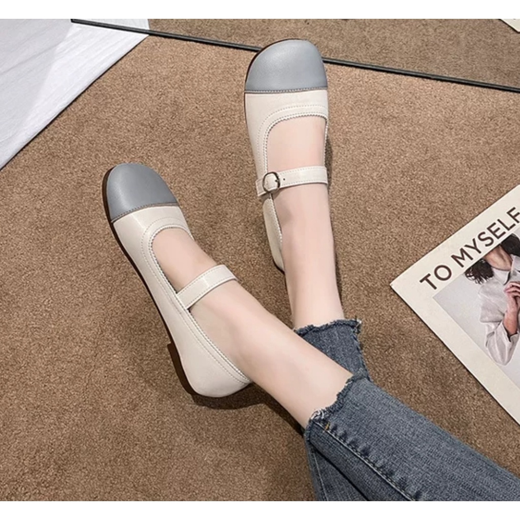 SS2233 Flat Shoes Wanita Fashion Import TT Ballerina Slip On Ready Jakarta Bisa COD (With Box)