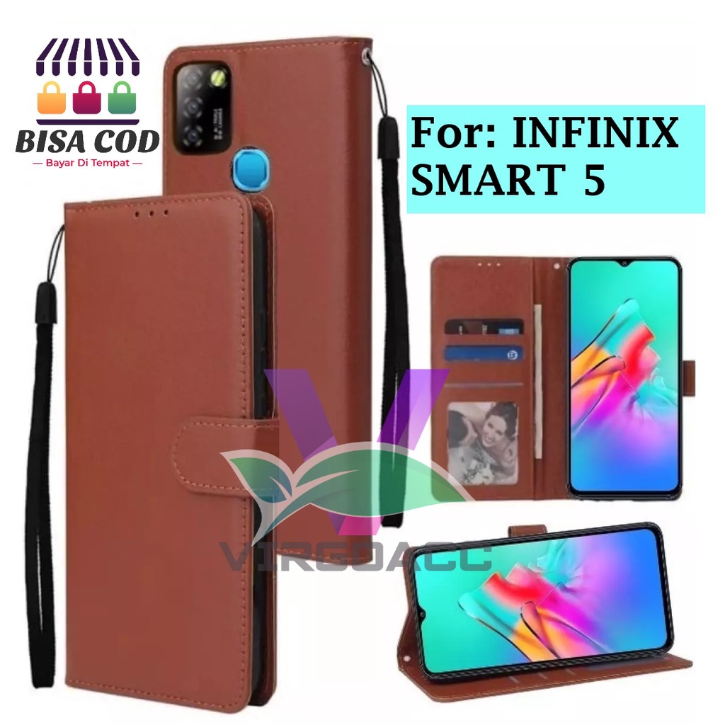 LEATHER CASE FLIP INFINIX SMART 5-FLIP COVER KULIT SARUNG BUKU DOMPET-CASING WALLET LEATHER CASE INF