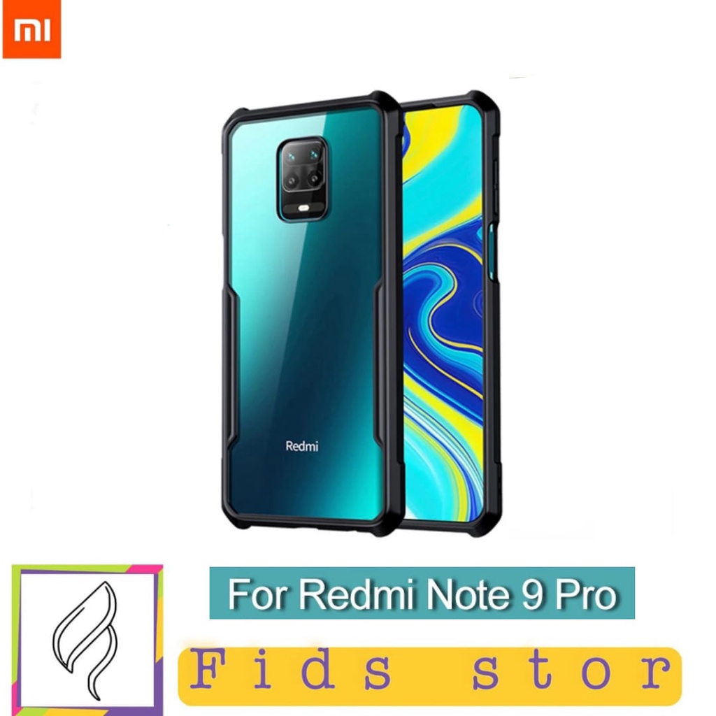 PROMO 2in1 CASE XIAOMI Redmi Note 9 Pro/ Note 9 / Redmi 9 ShockProof Transparan Free Tempered Glass Full Cover Black