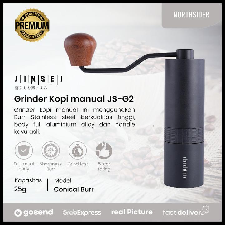 Hand Coffee Grinder Kopi Manual Metal Body Stainless Steel Burr Js-G2