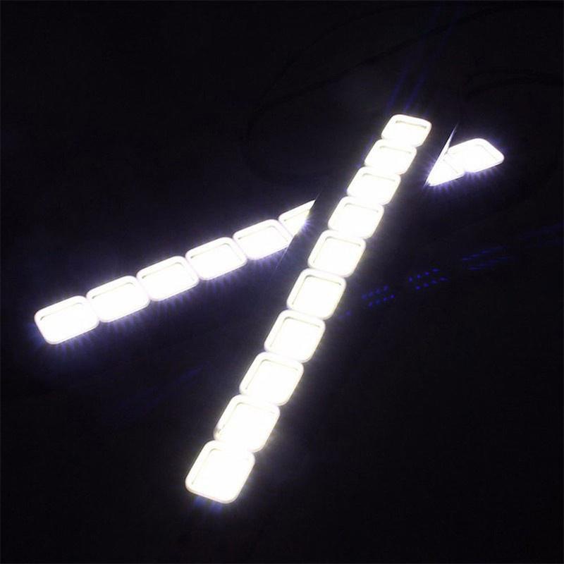 26cm Mobil Styling Kreatif COB Siang Hari Berjalan Cahaya/Putih Eksternal Neon Ditekuk Keselamatan Peringatan Lampu/Universal Mobil Suasana Lampu Aksesoris Otomotif/Penjualan Panas