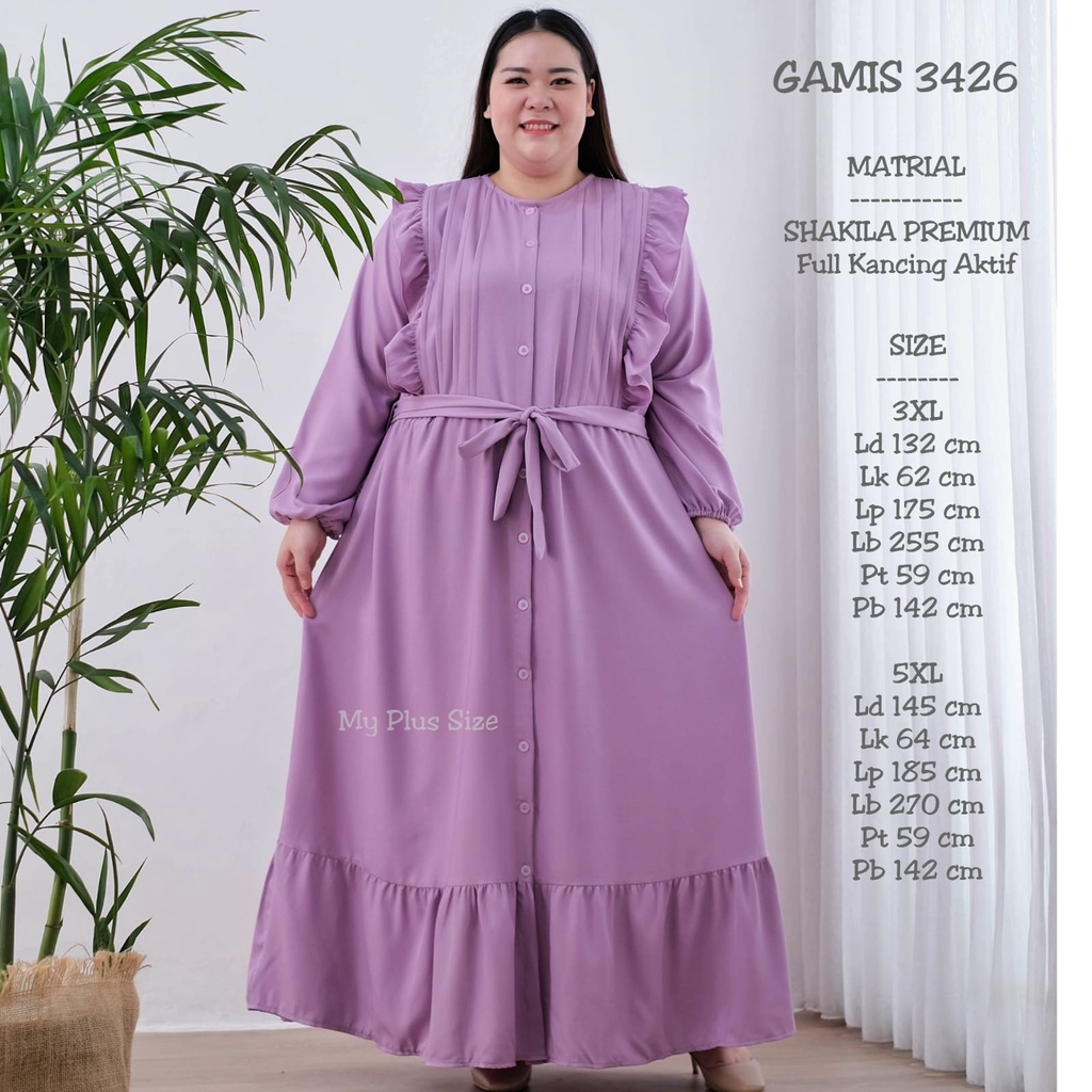 Gamis Polos Jumbo 3426, Ld 132 &amp; 145 cm