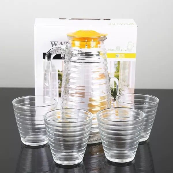 [5in1] WaterGlass Set | Gelas Ulir [2 Motif Pilihan]