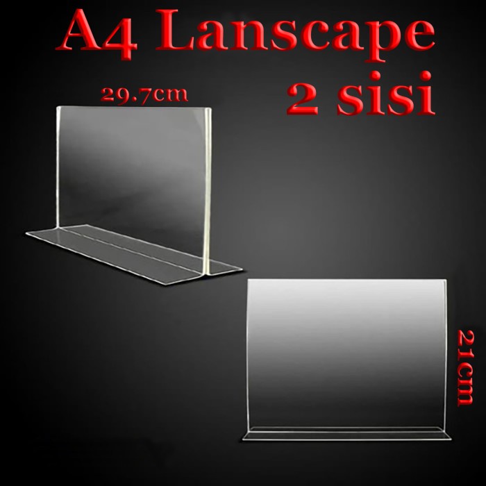 Acrylic Brosur A4 Landscape 2 sisi - Akrilik Tempat Tent Card Display