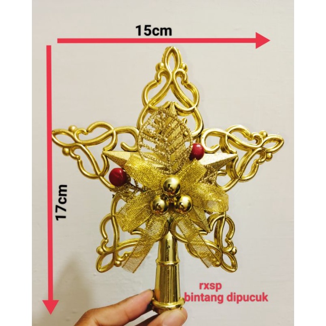 Accesoris pohon natal bintang dipucuk pohon natal, panjang 18cm dan dekorasi (keterangan baca dideskripsi)