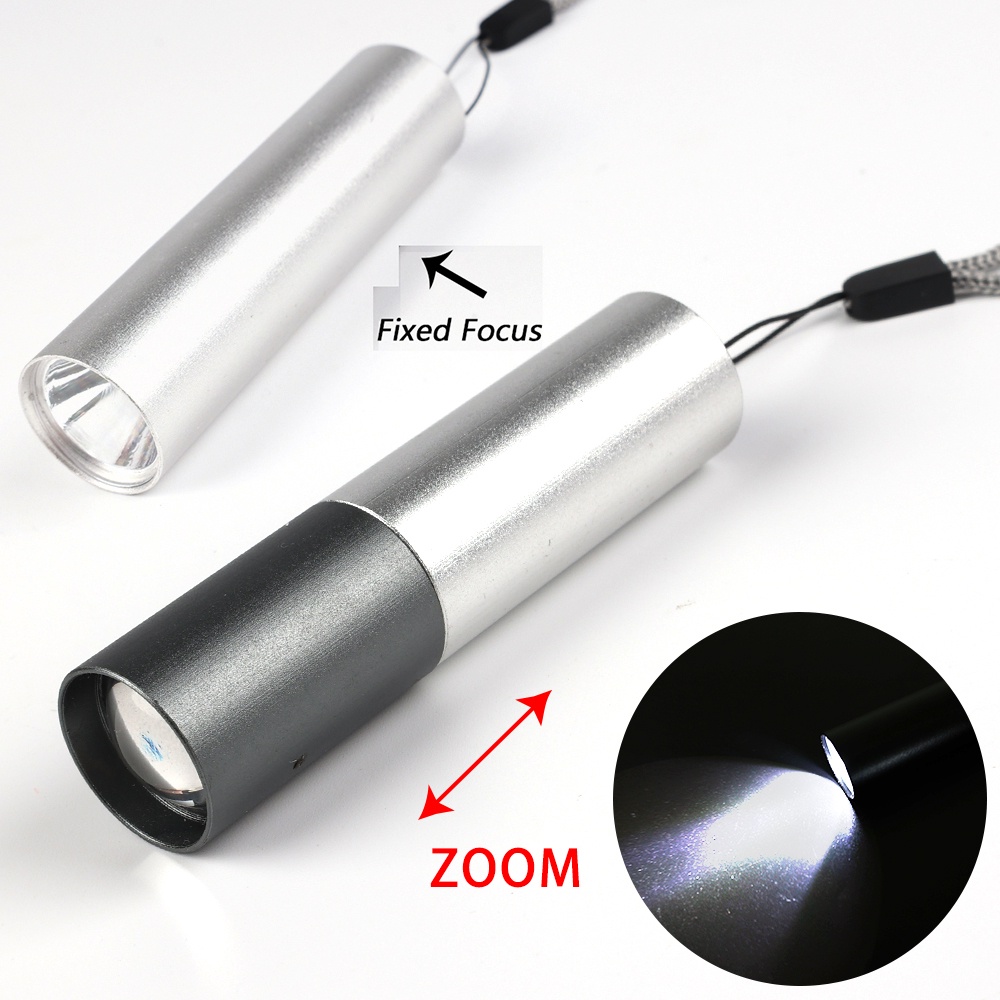 Lampu Senter Mini Teleskopik Zoom 3 Mode Terang Anti Air / Jatuh Bahan Aluminum Alloy USB Rechargeable