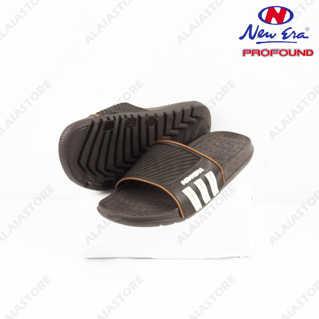 Sandal slop pria new era / sandal slop cowok karet kekinian - New Era MB E-1114 (40-43) / sandal laki-Coklat Tua