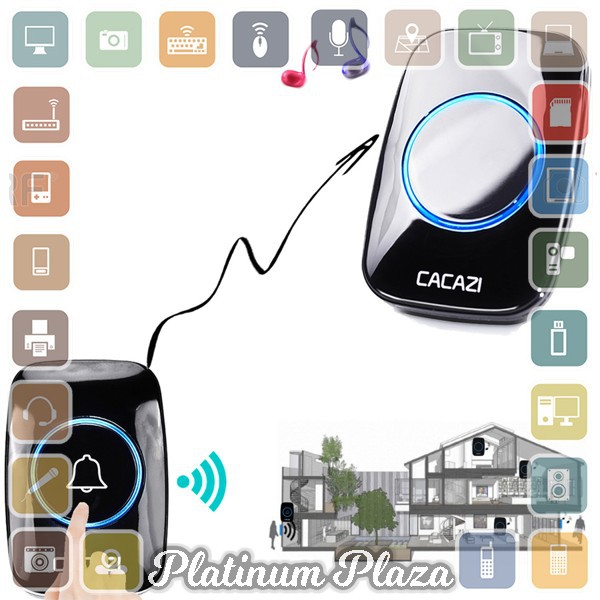 Taffware CACAZI A10 Bel Pintu Wireless Remote Doorbell LED 38 Tunes 1 PCS Receiver - Black`HVDQLD-