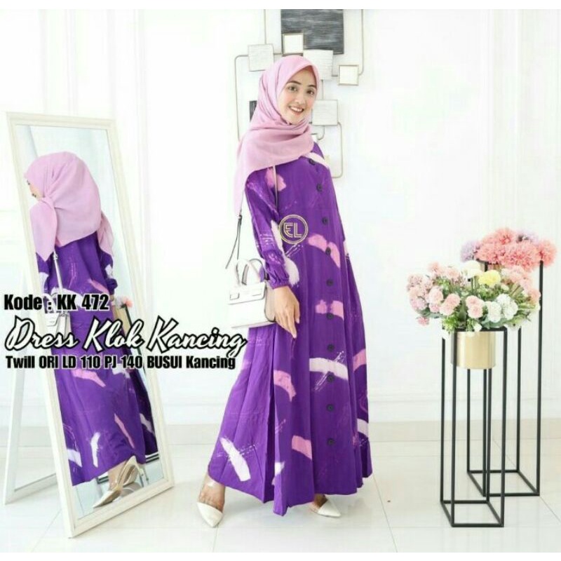 Gamis twill ori / dress klok kancing / ori Elzhaf