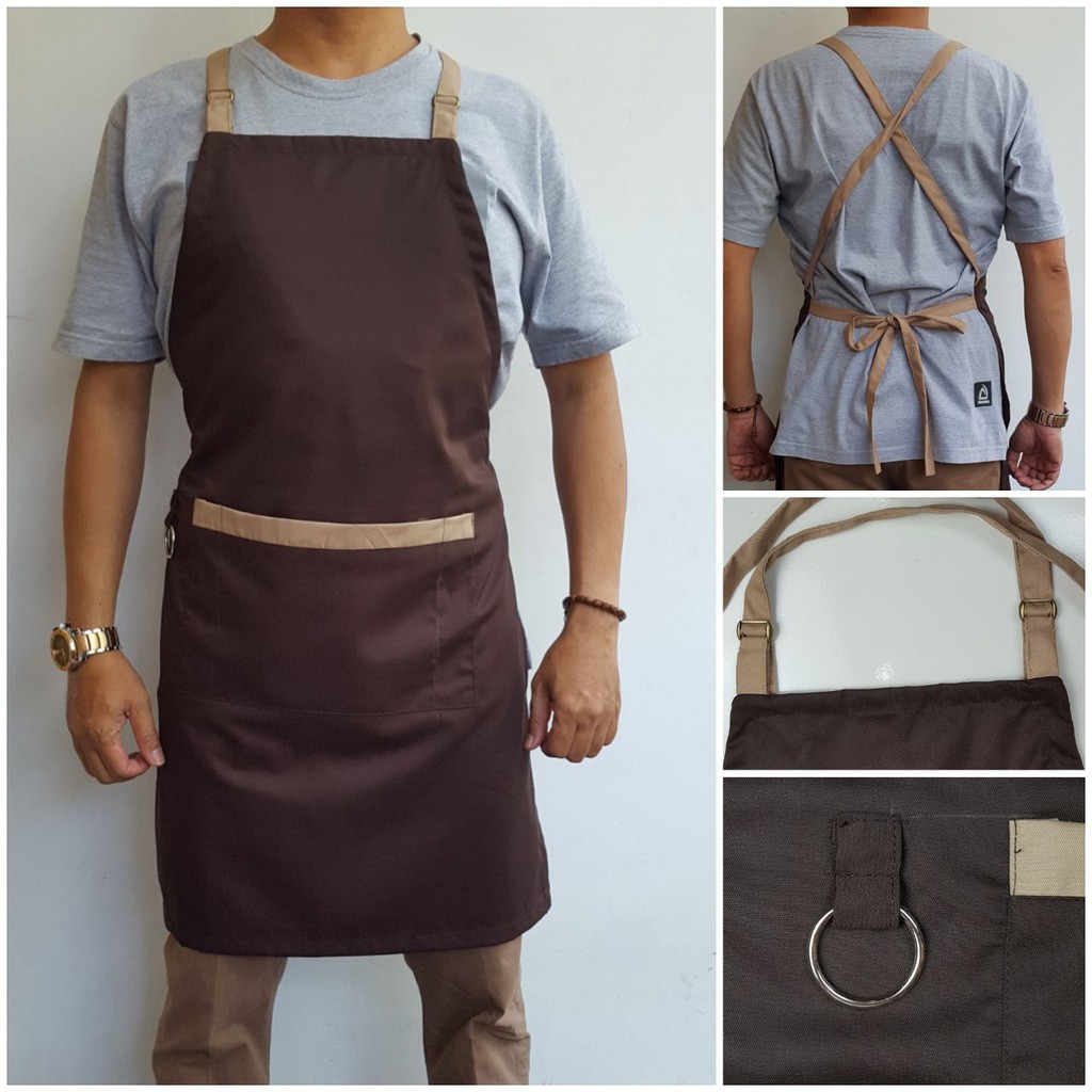 Apron Barista model Silang Celemek Masak CoklatTua Apron Apron Barista model Silang Celemek Masak CoklatTua Apron