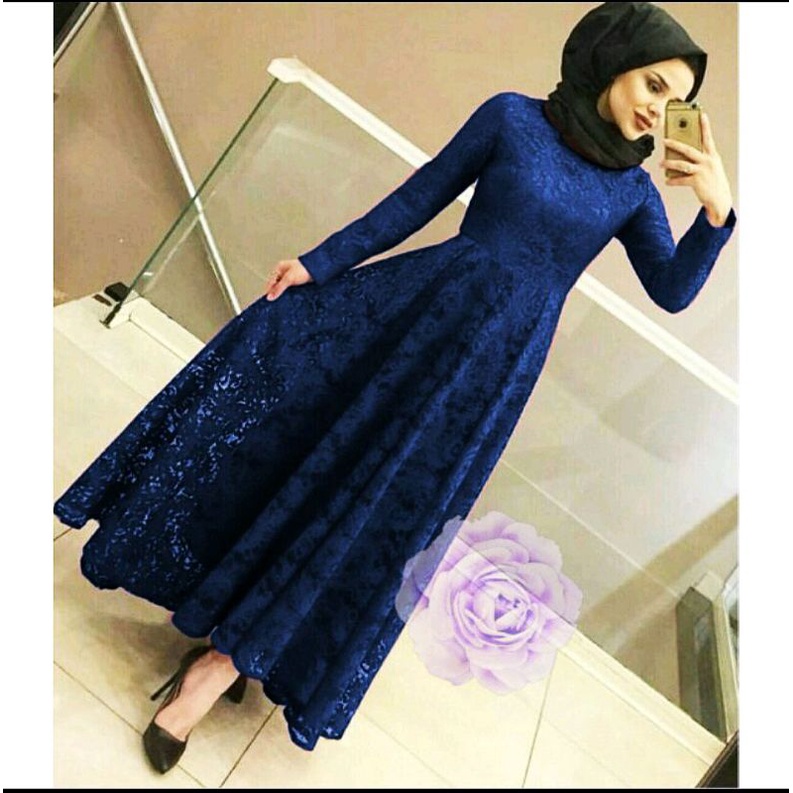 MAXI YUNI GAMIS FULL BRUKAT / REAL PICT YUNI / GAMIS PESTA BRUKAT /GAMIS BRUKAT TULANG