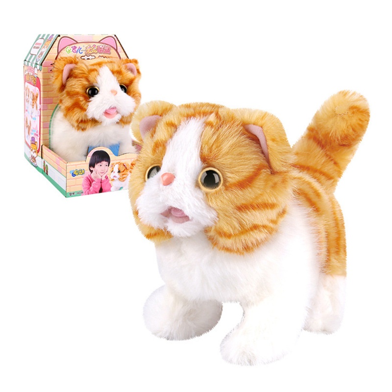 Mary Mainan Elektrik Lucu Plush Kitty Mainan Interaktif Untuk Bayi Berjalan Untuk Hadiah Halloween/Natal Idaman Anima
