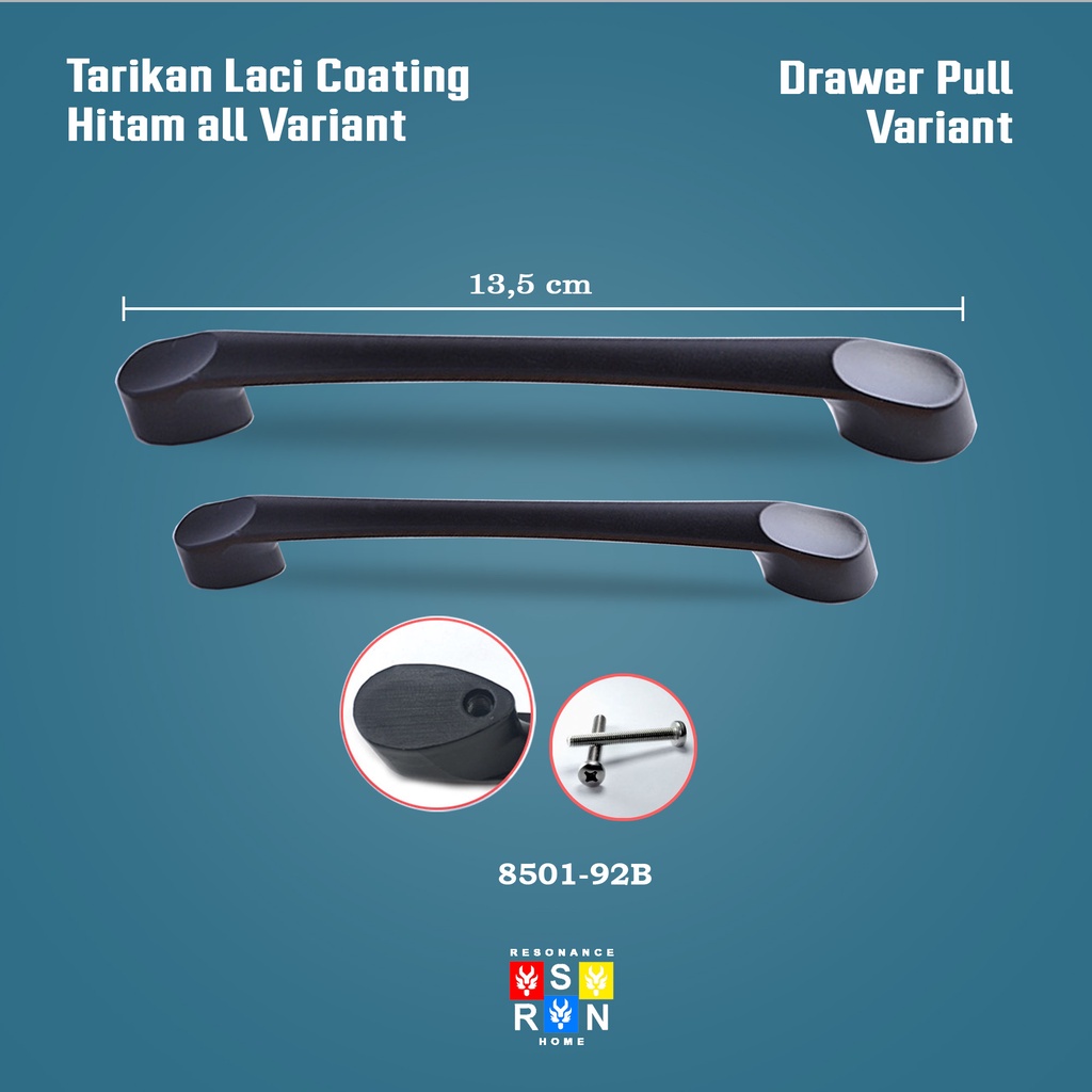 Tarikan Laci Coating Hitam Handle Gagang Pintu Lemari variasi Resonance Home