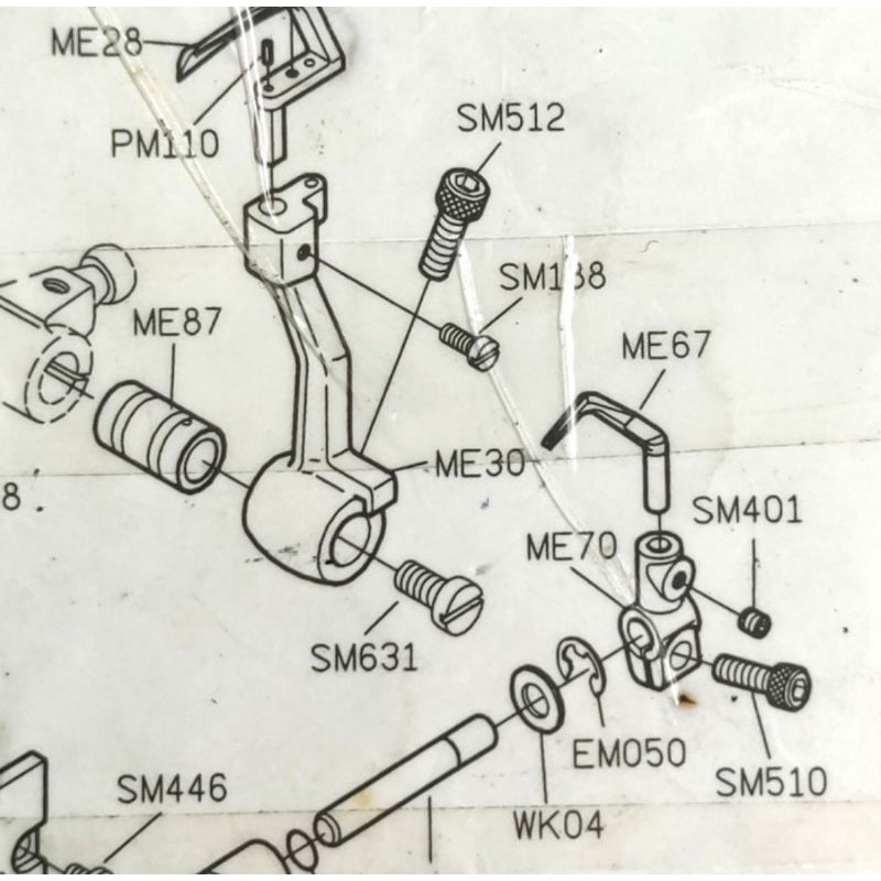 SM512 Asli Siruba Baut Dudukan Looper Mesin Kamkut Siruba F007