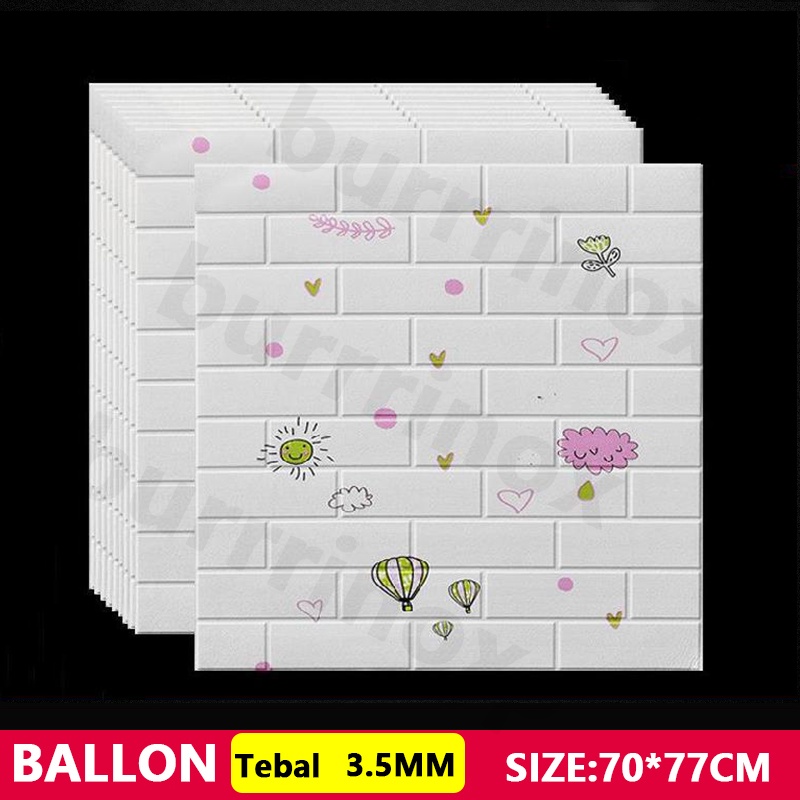 【WR】Wallpaper Dingding 3D Foam Motif Batu Bata Dekorasi Dinding Kamar Murah-Balloon(3mm)