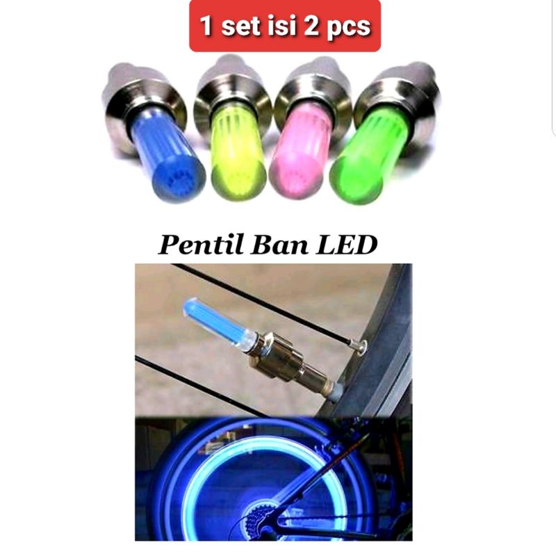 Tutup Pentil LED Ban Isi 2 Pcs [Random] - Lampu Hias Ban Sepeda Motor Mobil Warna Warni