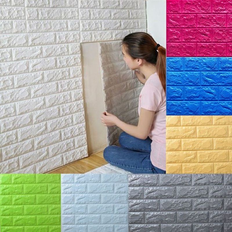 wallfoam bata Wallpaper dinding  motif 3D foam bata modern ukuran 70x77cm