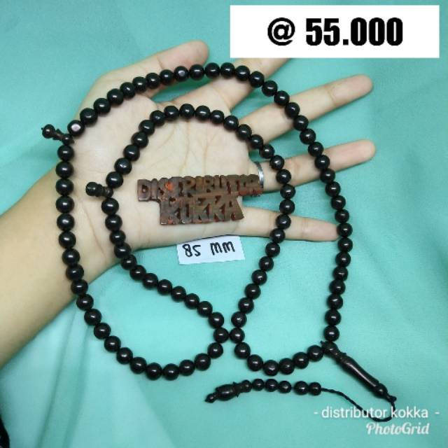 ( SUPER MURAH ) Grosir 5 pcs tasbih Kokka kaukah kaokah fukakah koka bulat polos 8,5 mm hitam