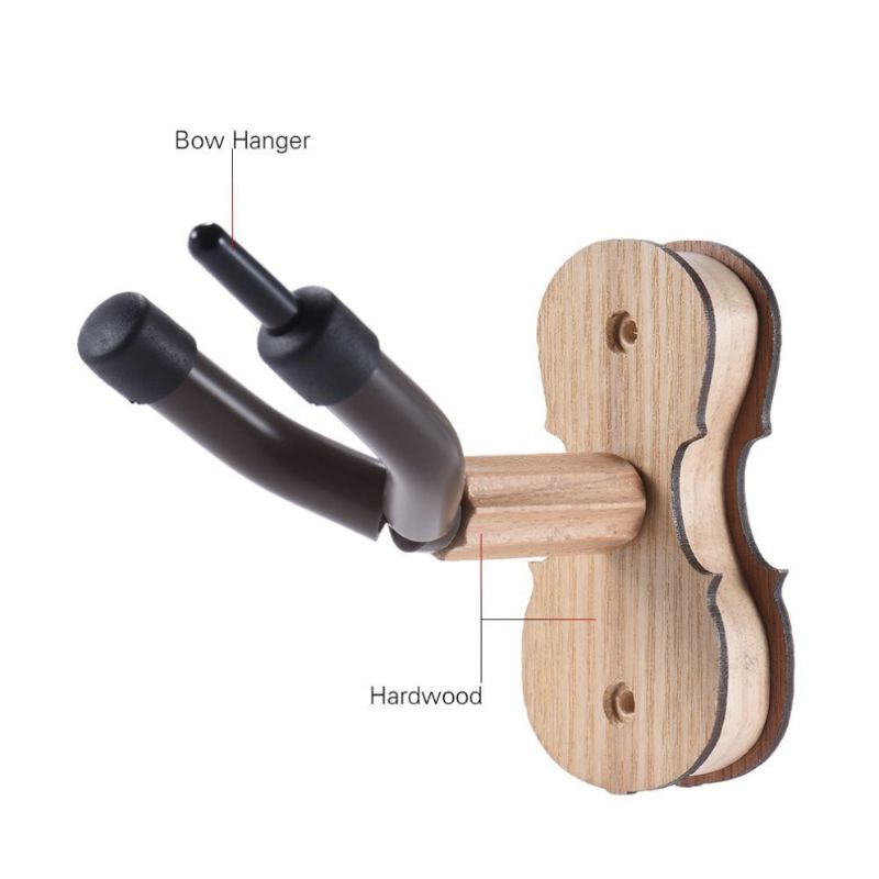 Hanger Violin / Gantungan Biola Kayu dengan Dudukan Busur untuk Pemasangan di Dinding Rumah / Studio