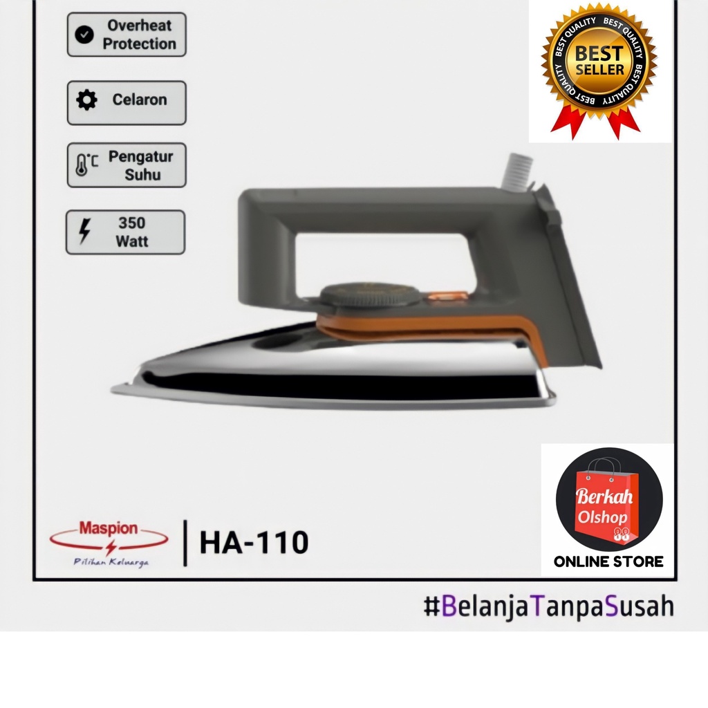 Berkah Oldshop 88 - Maspion Setrika / Iron HA-110 350Watt Garansi Resmi