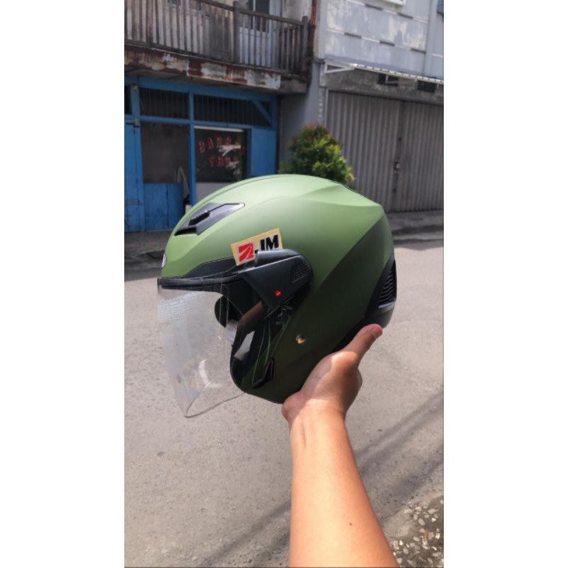 Zeus 611 Green Army Helm Harian Touring  Adventure