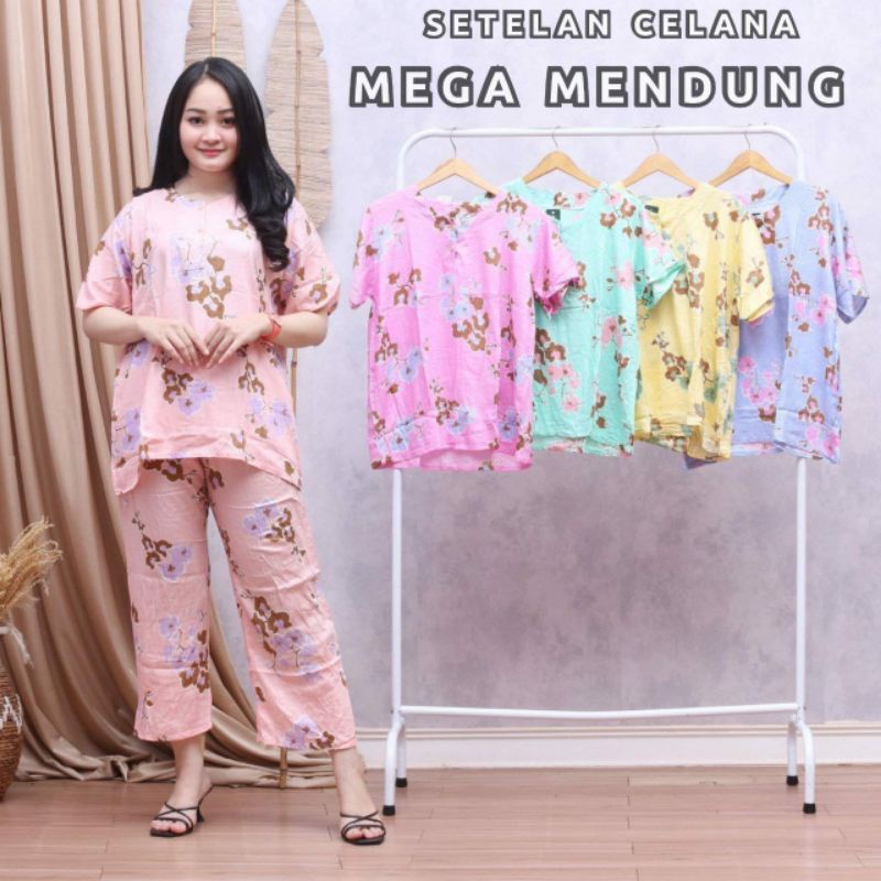 SETELAN CELANA PANJANG LD 100 KANCING DEPAN BAHAN SANTUNG RAYON ADEM BERKUALITAS.