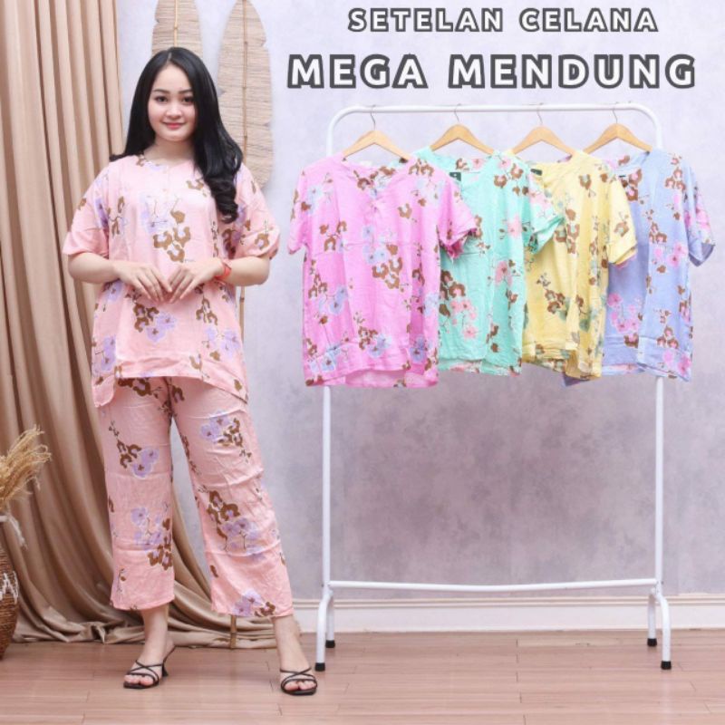 Setelan Celana Panjang 165.000 dapat 5 motif bahan rayon santung ld 100 kancing depan.