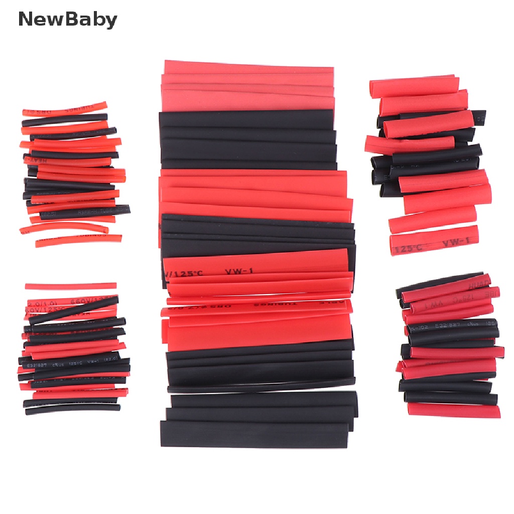 NewBaby 127Pcs Weatherproof heat shrink sleeving tubing tube assortment kit black glue ID