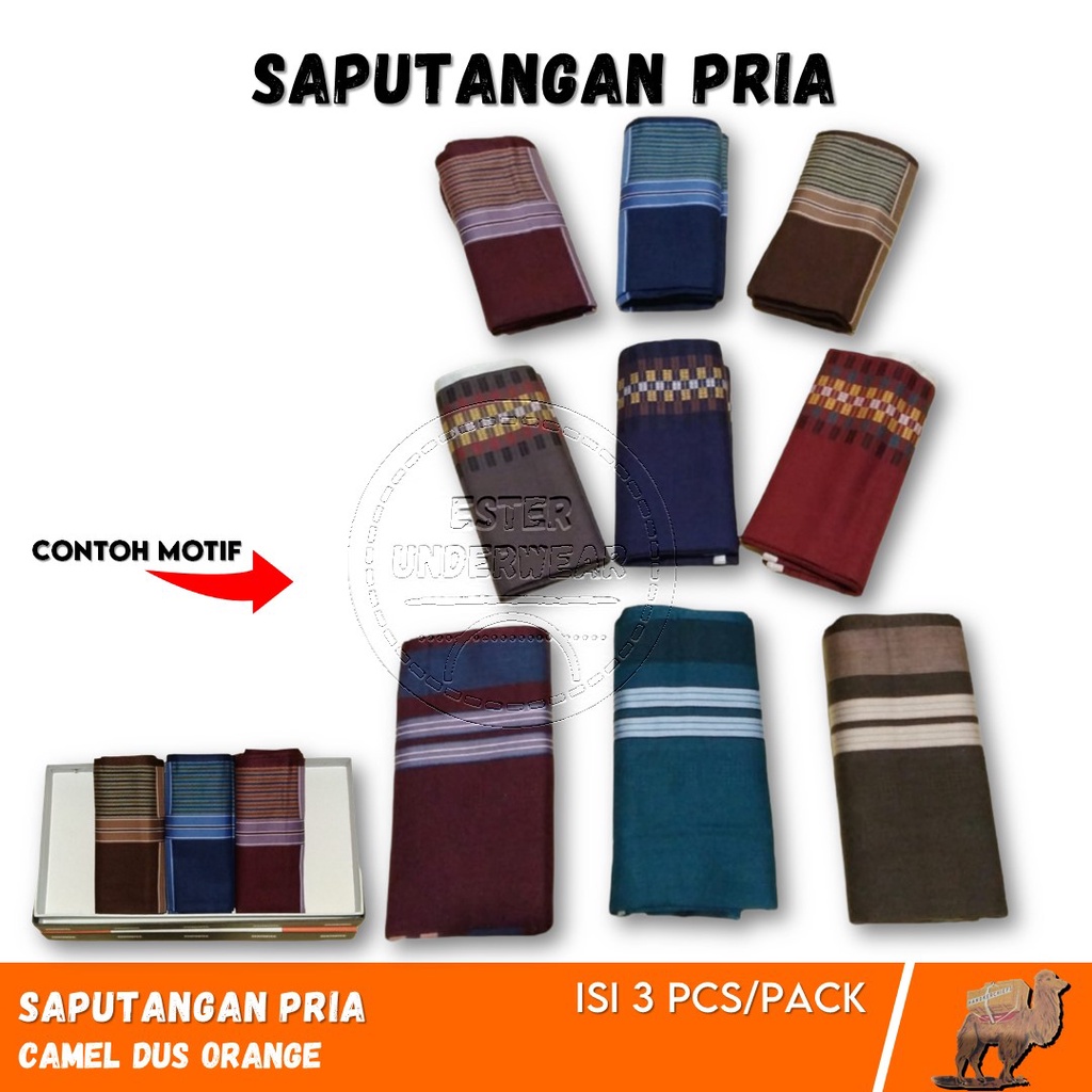 Saputangan Pria Camel Orange Halus isi 3Pcs