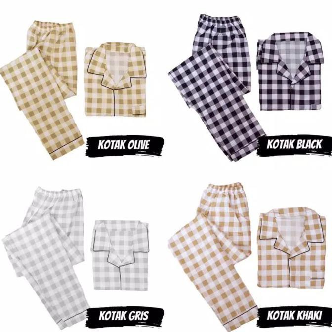Piyama Pria Kotak Biru Baju Tidur Cowok Laki Dewasa Fit Xl Motif Kotak