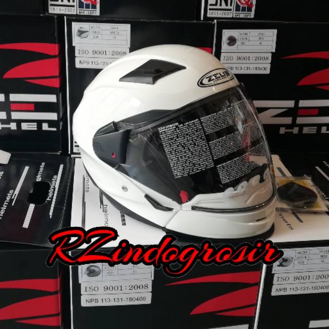 HELM ZEUS ZS611C ZS 611C WHITE GLOSSY MODULAR