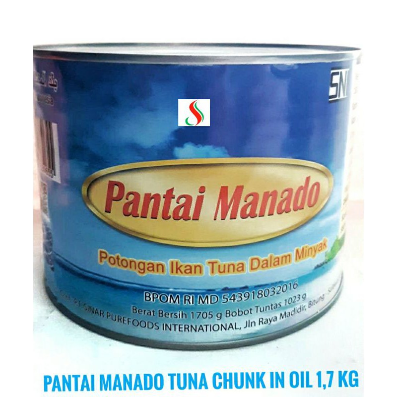 PANTAI MANADO Tuna Chunk In Oil 1,7KG (kaleng besar)