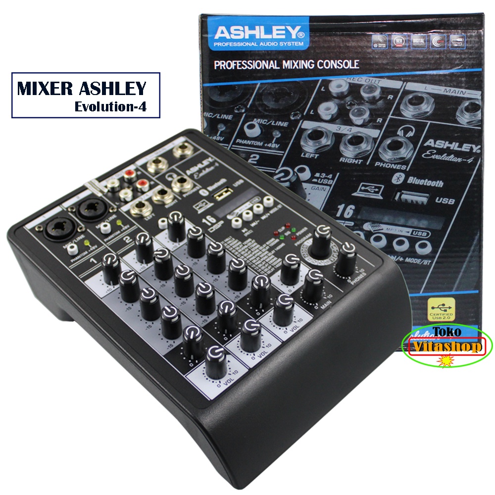 MIXER AUDIO ASHLEY EVOLUTION 4 ORIGINAL BLUETOOTH -USB 4 CHANNEL