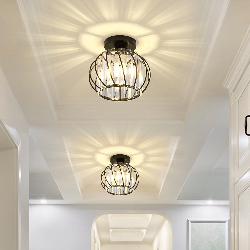 3 warna Lampu Plafon kristal Ceiling Minimalis Kaca 6001 Lampu kristal plafon rumah modern (Termasuk bohlam E27 12W)