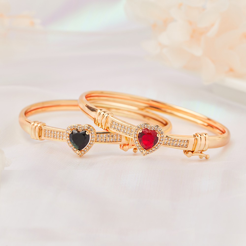 Y280 Gelang Tangan Kristal Hati Lapis Emas 24k Aksesoris Wanita Fashion Anti Karat Gelang Bangle