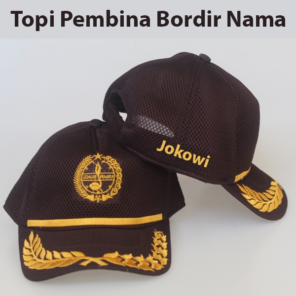 Topi Pembina BORDIR NAMA Sendiri Topi Pramuka Guru Siaga Pria Putra Putri SMP SMA