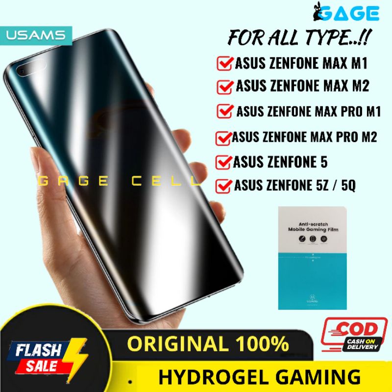 USAMS Hydrogel Asus Zenfone 5 5Z 5Q Max Pro M1 M2 Anti Gores Glare Matte Gaming Not Tempered Glass