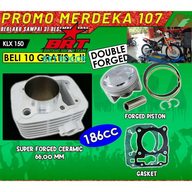 CYLINDER BLOK /BLOK SILINDER/BLOK SEHER SUPER CERAMIK KLX 150+PISTON BRT BLOK SEHER KLX 63.MM/66M/68