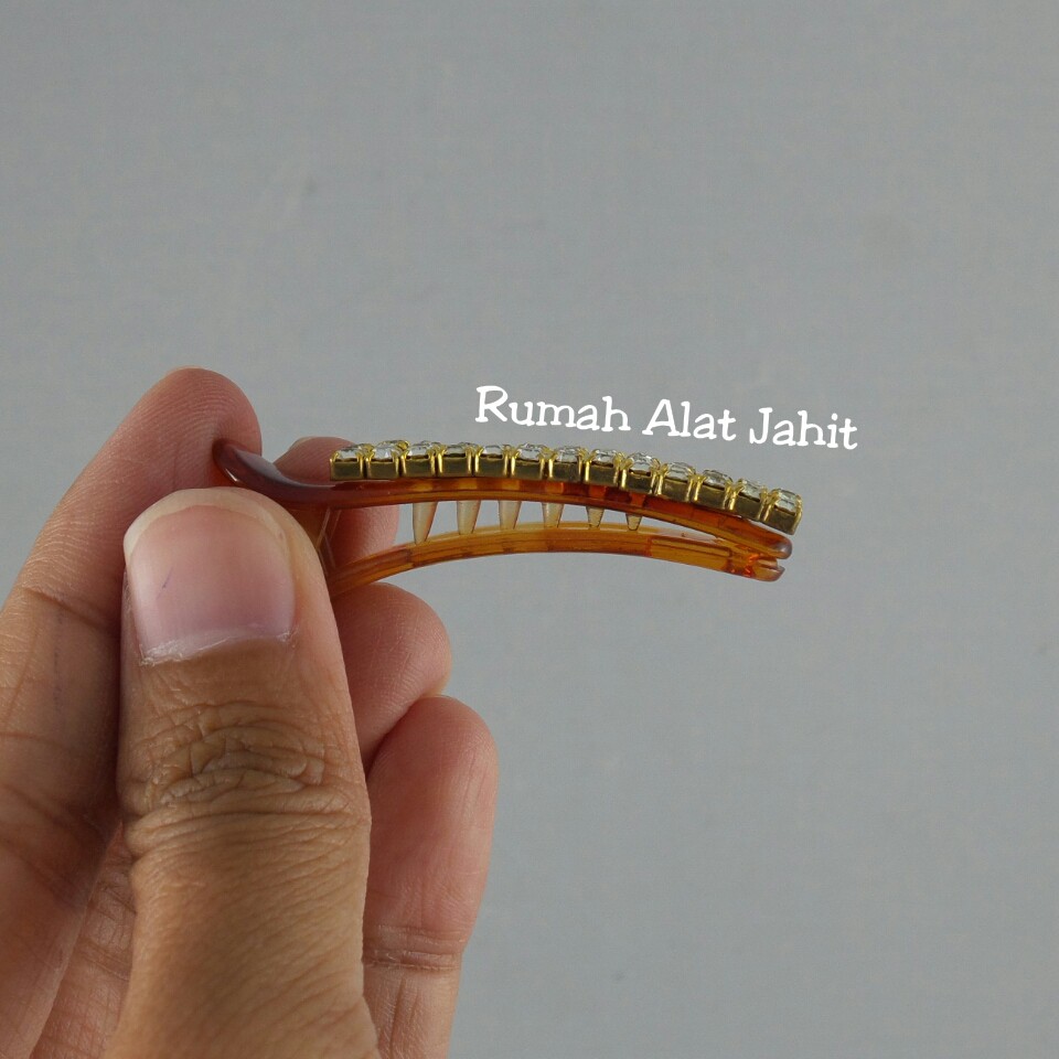 Jepit Rambut / Hair Clip Permata Baris Segi Panjang 4.5cm