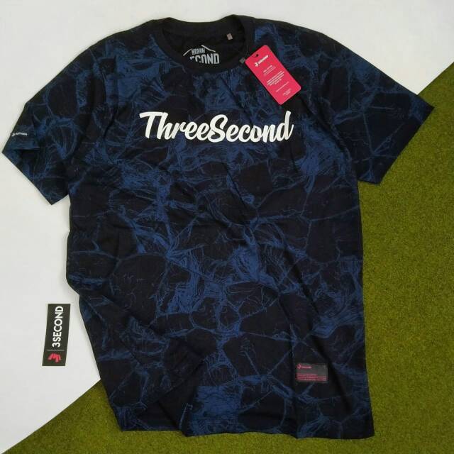 Kaos 3second Pria Tshirt Distro Bandung Fullprint 0301 Men Basic Three second Baju Oblong Cowok