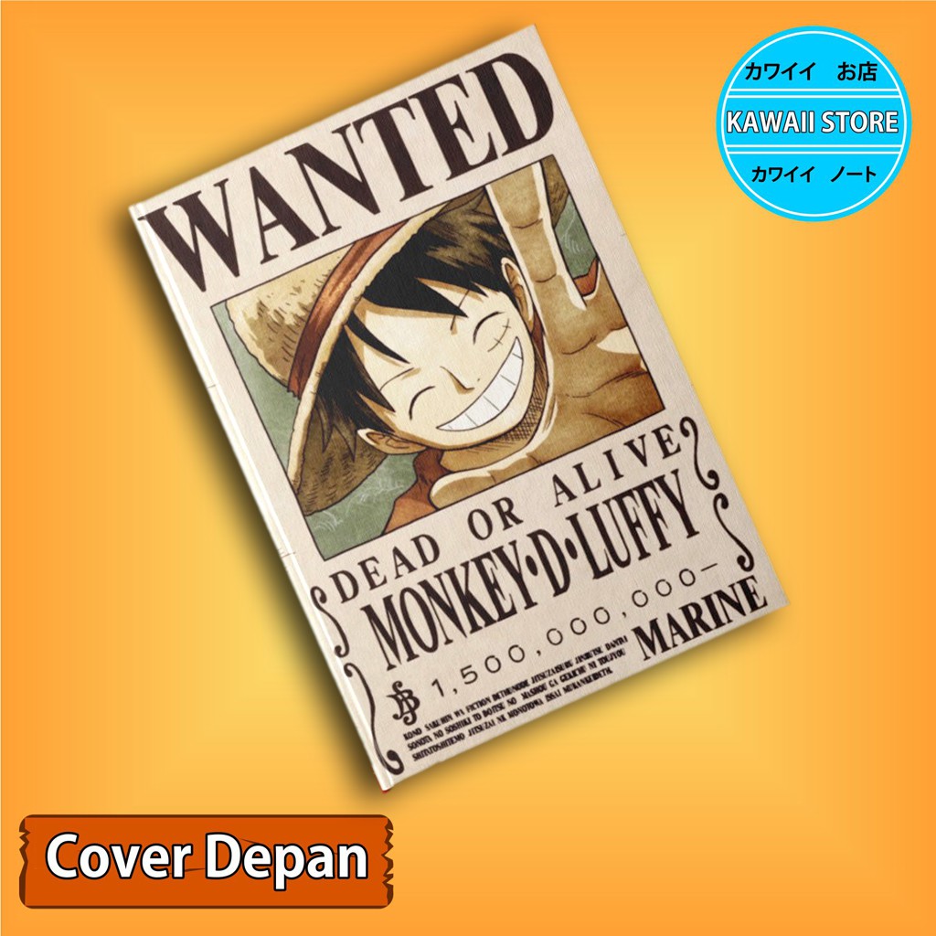 

Notebook / Pocket book Hard Cover Anime One Piece WANTED LUFFY uk A5 & A6 / Notes Book